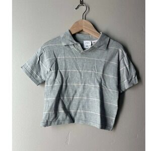 Zara Stripe Knit Polo Shirt Scandi Resortwear Y2K Beach Cotton Blend 18M